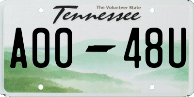 TN license plate A0048U