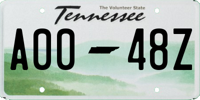 TN license plate A0048Z