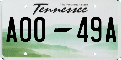 TN license plate A0049A