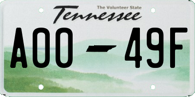 TN license plate A0049F