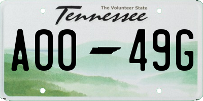 TN license plate A0049G