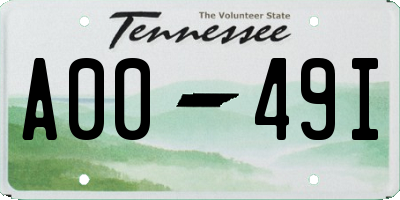 TN license plate A0049I