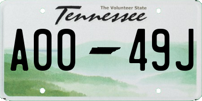 TN license plate A0049J