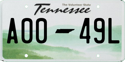 TN license plate A0049L