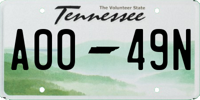 TN license plate A0049N