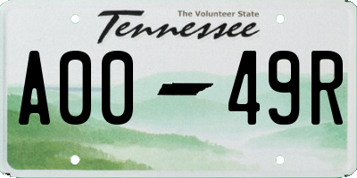 TN license plate A0049R