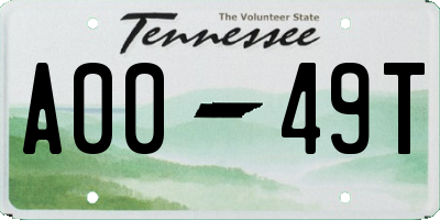 TN license plate A0049T