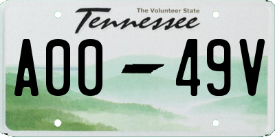 TN license plate A0049V