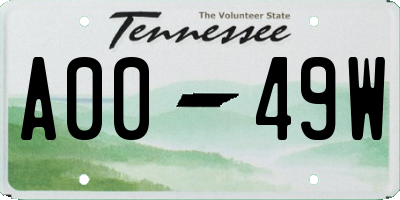 TN license plate A0049W