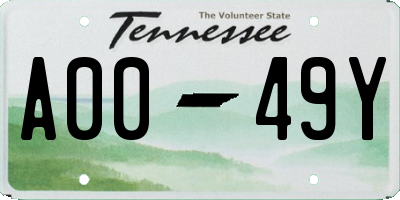 TN license plate A0049Y