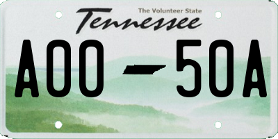 TN license plate A0050A