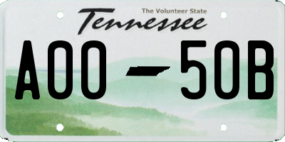 TN license plate A0050B