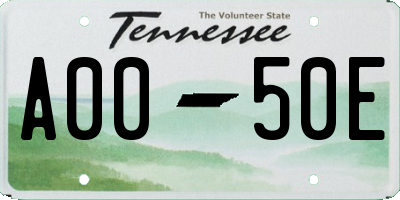 TN license plate A0050E