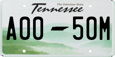 TN license plate A0050M