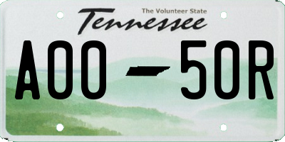 TN license plate A0050R