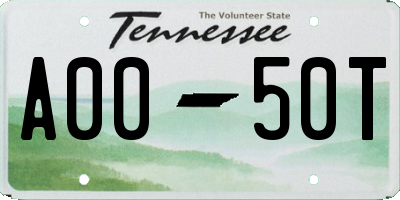 TN license plate A0050T