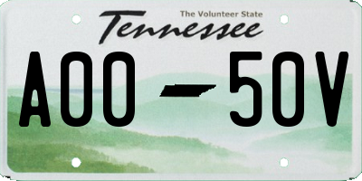 TN license plate A0050V