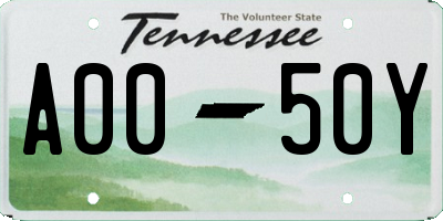 TN license plate A0050Y