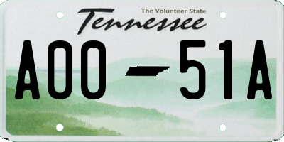 TN license plate A0051A