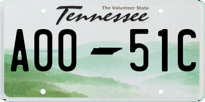 TN license plate A0051C