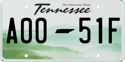 TN license plate A0051F