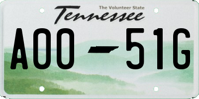 TN license plate A0051G