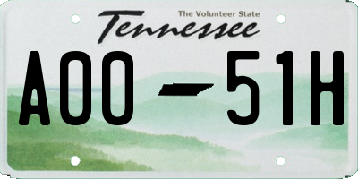 TN license plate A0051H