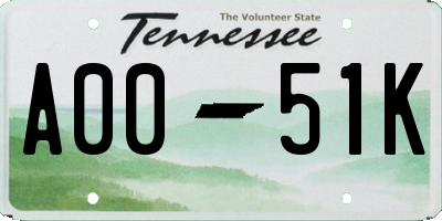 TN license plate A0051K