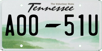 TN license plate A0051U