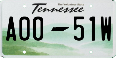 TN license plate A0051W