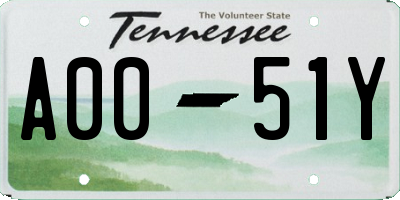 TN license plate A0051Y