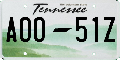 TN license plate A0051Z