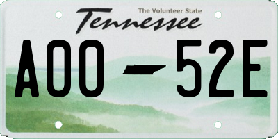 TN license plate A0052E