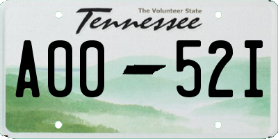 TN license plate A0052I