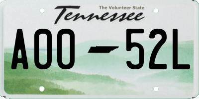 TN license plate A0052L