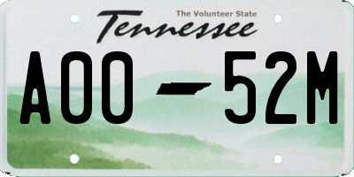 TN license plate A0052M