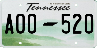 TN license plate A0052O