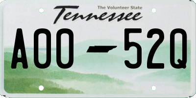 TN license plate A0052Q