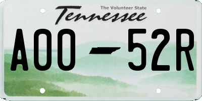 TN license plate A0052R