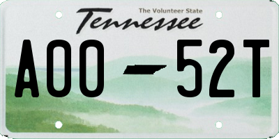 TN license plate A0052T