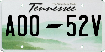 TN license plate A0052V