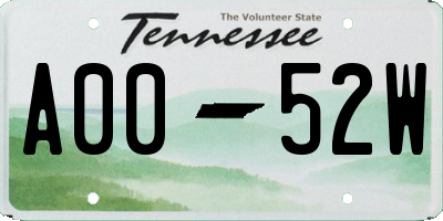 TN license plate A0052W