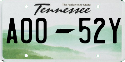 TN license plate A0052Y