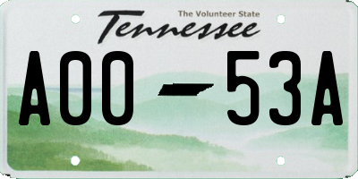 TN license plate A0053A