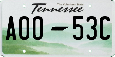 TN license plate A0053C