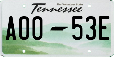 TN license plate A0053E