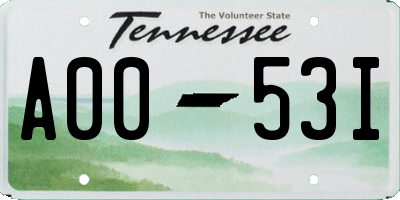 TN license plate A0053I