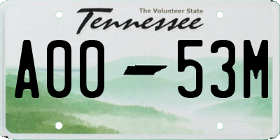 TN license plate A0053M