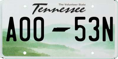 TN license plate A0053N