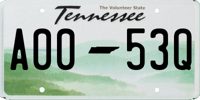 TN license plate A0053Q